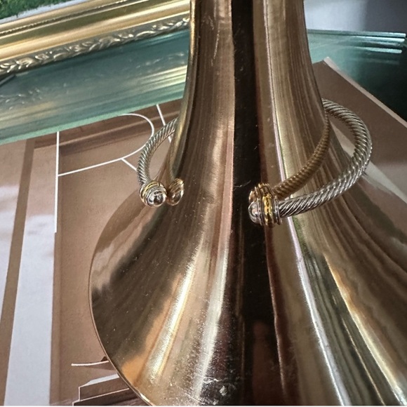 David Yurman Sterling Silver Station 5mm Cuff Bangle Bracelet - Picture 5 of 16